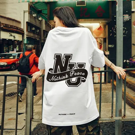 Nuthink美式高街嘻哈vibe风短袖T恤男潮牌ins国潮宽松大码夏季潮商品大图