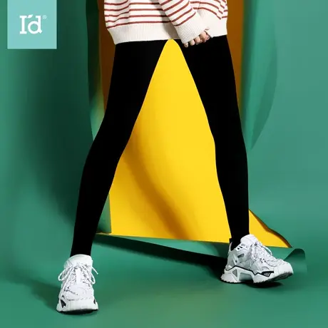 爱帝秋冬厚实保暖裤子高弹不紧绷柔软舒适提花字母加厚踩脚打底裤商品大图