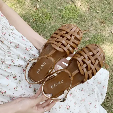 2024年新款罗马时装凉鞋女夏平底仙女风学生网红沙滩晚晚风温柔鞋图片
