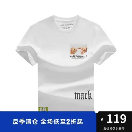 马克华菲萌趣小猫字母印花短袖T恤男文艺潮流趣味休闲商品大图