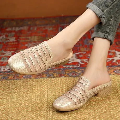 2023镂空女士大码拖鞋41一43女外穿时尚外出包头平底时尚透气凉拖商品大图