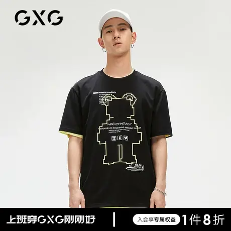 GXG男装商场同款趣味印花青年短袖针织T恤男 22年夏季热卖图片