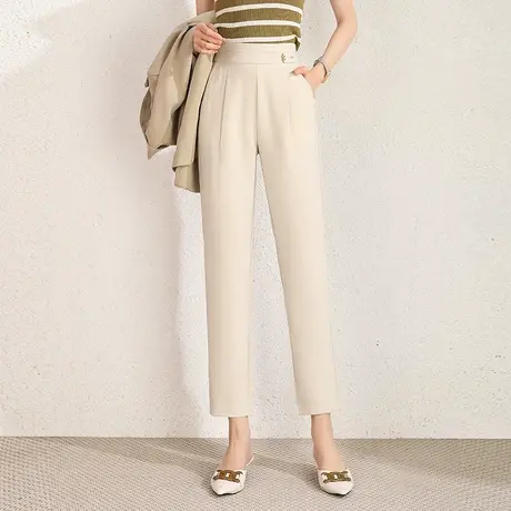 春夏新款韩版高腰小脚裤显瘦烟管裤休闲九分裤2023时尚萝卜裤女裤商品大图