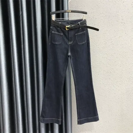 韩版2023秋季新款微喇叭裤时尚牛仔裤长裤女装直筒高腰显瘦阔腿裤图片