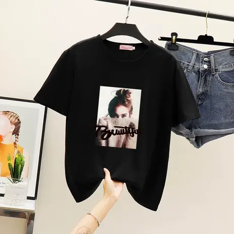 大码女装2023年新款打底衫胖妹妹宽松春夏装心机上衣显瘦短袖t恤图片