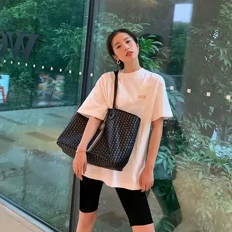 2023新款夏季宽松美式纯棉短袖t恤男士潮牌衣服半袖体恤衫情侣装商品大图