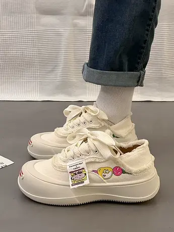 小众原创设计感帆布鞋女乞丐休闲厚底百搭2023新款开口笑小白板鞋商品大图