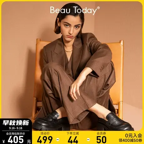 BeauToday厚底乐福鞋女春秋英伦风小皮鞋增高鞋黑色单鞋jk鞋女鞋商品大图