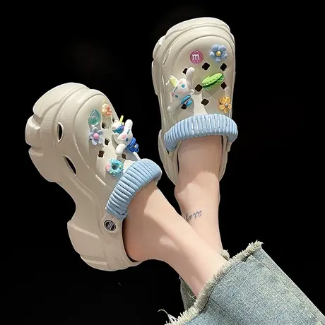 洞洞鞋女夏季2023新款可爱大耳狗包头凉鞋高跟厚底沙滩外穿凉拖鞋商品大图