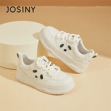 Josiny/卓诗尼厚底板鞋2024新款春季一脚蹬潮流风黑白百搭休闲鞋商品大图