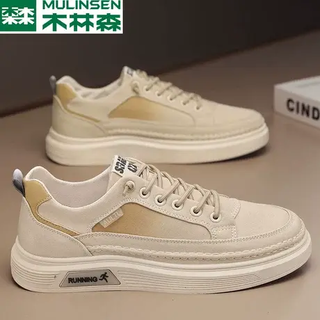 木林森男鞋2023新款秋季低帮帆布鞋轻便一脚蹬休闲潮鞋低帮平板鞋商品大图
