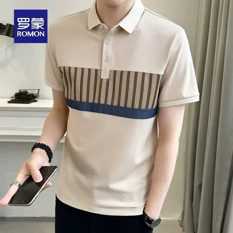 罗蒙男士冰丝短袖Polo衫夏季薄轻商务帅气休闲带翻领T恤男装上衣图片
