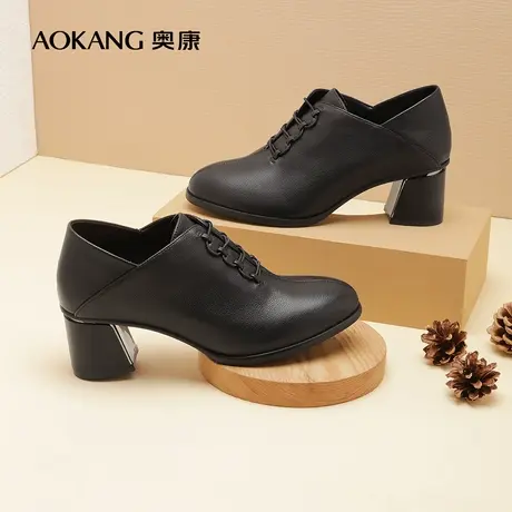 【门店发货】奥康女鞋 2022秋季新款百搭粗跟单鞋商务职业正装图片