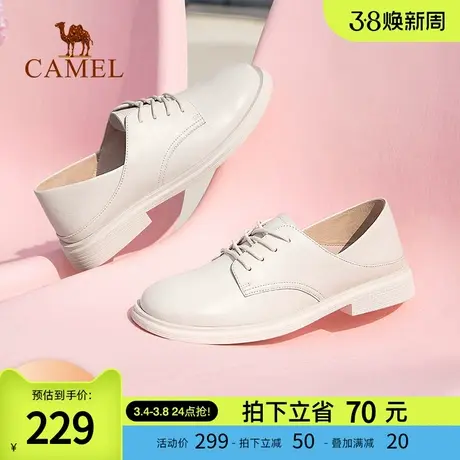 【软到不想脱】骆驼女鞋2024春季新款真皮英伦风小皮鞋女黑色单鞋图片