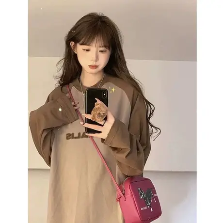 内搭打底衫卫衣叠穿上衣女装春秋新款早秋冬外穿秋衣插肩长袖T恤商品大图