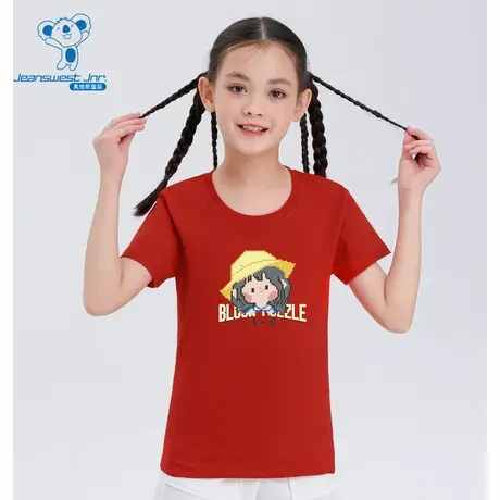 VK真维斯童装夏季款 可爱印花女童宽松针织短袖T恤上衣商品大图