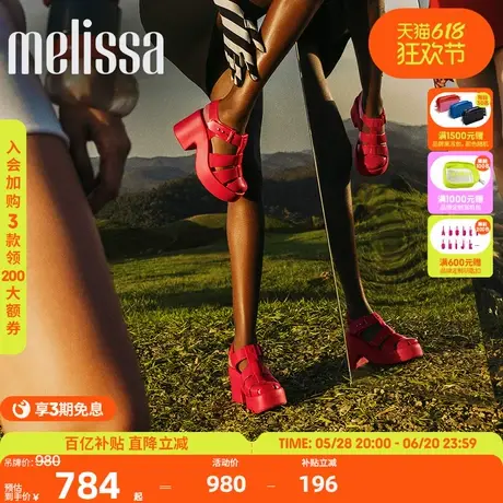 Melissa梅丽莎25新款LULU女士厚底成人罗马凉鞋果冻配色36106图片