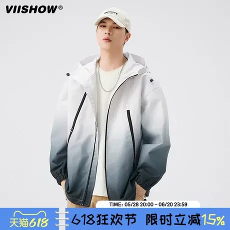 VIISHOW美式渐变冲锋外套男士春秋季新款青少年户外三防情侣夹克商品大图