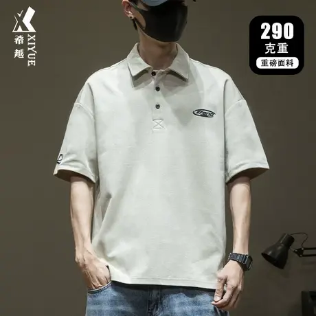 阳光帅气 夏季290G短袖polo衫男2025新款刺绣宽松大码男士上衣ins商品大图