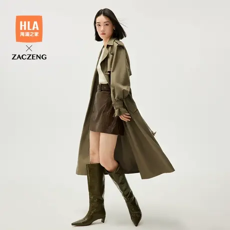 HLA/海澜之家曾超联名宽松中长款风衣24秋新垂顺气质英伦外套女商品大图