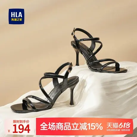 HLA/海澜之家高跟凉鞋女2024夏新款一字带绝美配裙子显高细跟凉鞋商品大图