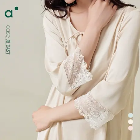 安之伴睡衣女秋季新款性感睡裙新中式国风蕾丝宽松中长款家居服商品大图