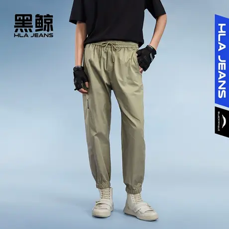 黑鲸HLAJEANS海澜之家旗下潮牌腰间抽绳束脚休闲裤宽松锥形九分裤商品大图