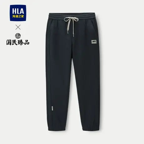 HLA/海澜之家国民臻品休闲裤2023新款肌理针织系带字母小标裤子男商品大图