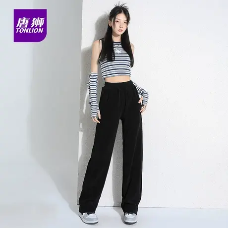 唐狮2025新款雪尼尔阔腿裤女秋冬高腰垂感直筒休闲裤AX图片