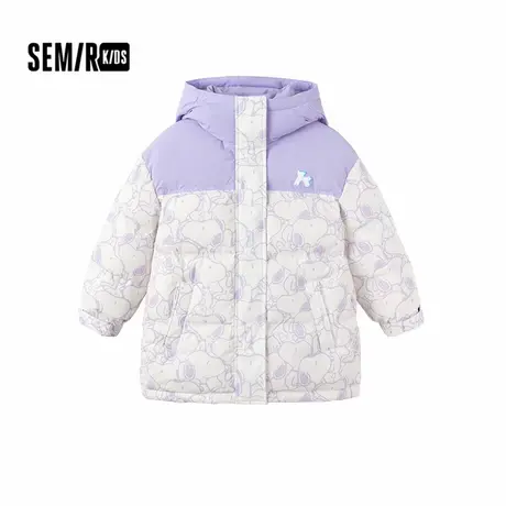 【史努比系列】森马儿童羽绒服2024冬装三防外套印花连帽女童上衣图片