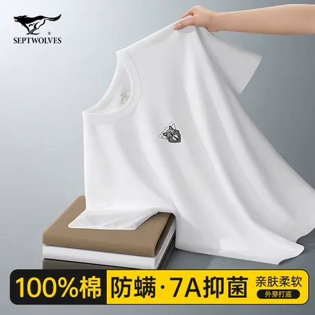 七匹狼睡衣男士纯棉单件上衣春秋夏季新款t恤重磅宽松短袖家居服商品大图