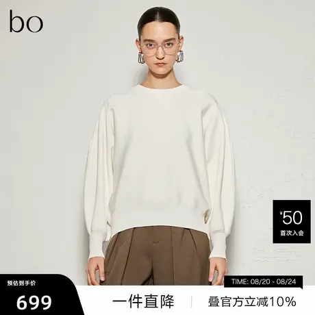 【播奥莱】播商场同款秋黑标系列灯笼袖圆领毛衣女BDR3SD2009商品大图