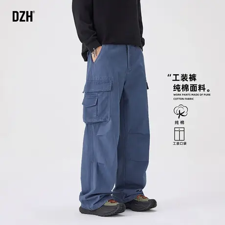 男士美式纯棉工装裤男款2025新款春秋款宽松长裤阔腿裤潮牌多袋裤商品大图