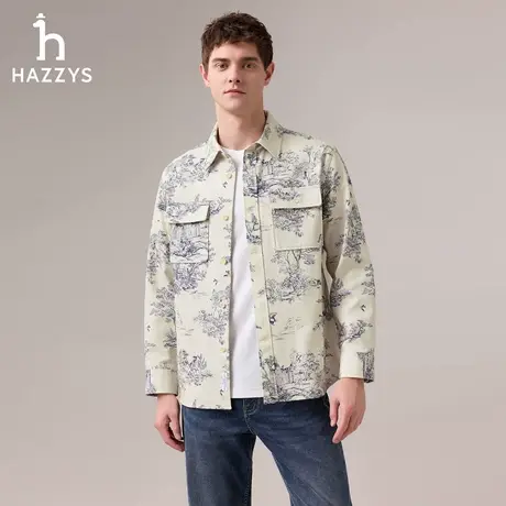 【商场同款】HAZZYS哈吉斯2025秋季新品男装长袖衬衣休闲外套上衣图片