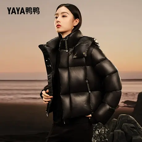 【鸭鸭甄选】羽绒服女冬季高克重短款连帽百搭休闲95绒加厚外套商品大图
