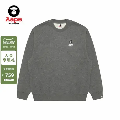 Aape旗舰店男装秋冬小标徽章简约休闲薄绒圆领卫衣C349XAP商品大图