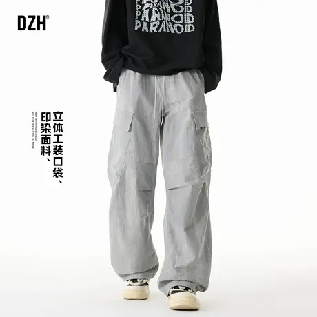男士灰色直筒工装裤男款2025新款美式脏脏裤户外徒步登山裤休闲裤商品大图