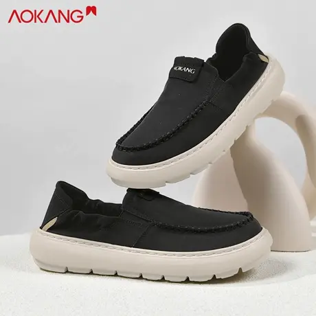 奥康2026春季休闲布鞋舒适软底一脚蹬复古百搭男鞋潮流男士懒人鞋商品大图