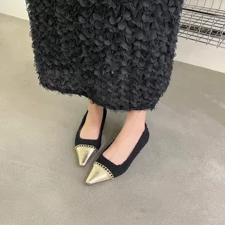 小香风平底鞋法式晚晚千金小姐风尖头单鞋软底芭蕾舞奶奶鞋瓢鞋秋商品大图