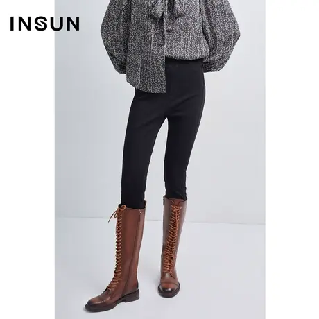 恩裳商场同款秋季舒适棉质经典百搭黑色弹力紧身牛仔裤女商品大图