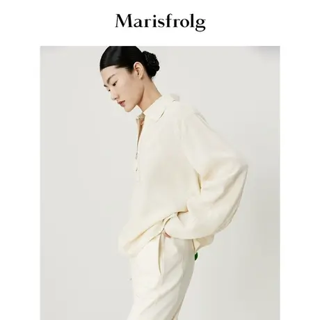 【意大利进口面料】玛丝菲尔秋季新宽松亚麻休闲衬衫上衣女商品大图