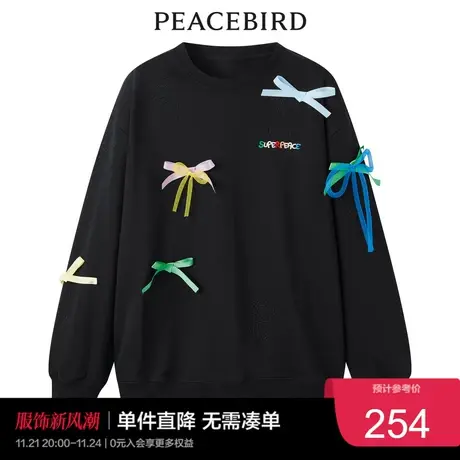 太平鸟气质流行春秋时尚潮流蝴蝶结卫衣图片