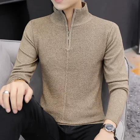 毛衫2023年秋冬季立领拉链针织衫上衣服百搭冬装修身高领男士毛衣商品大图