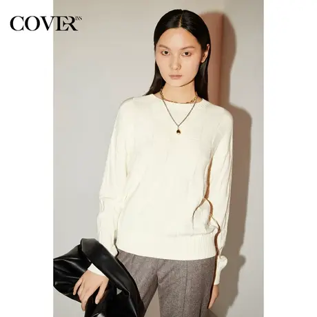 COVER秋季羊毛提花棋盘格针织衫商品大图