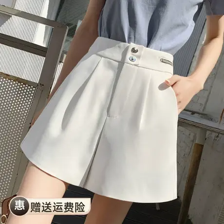 高腰a字短裤女夏2022年新款显瘦直筒a字阔腿裤高级宽松遮肉五分裤图片