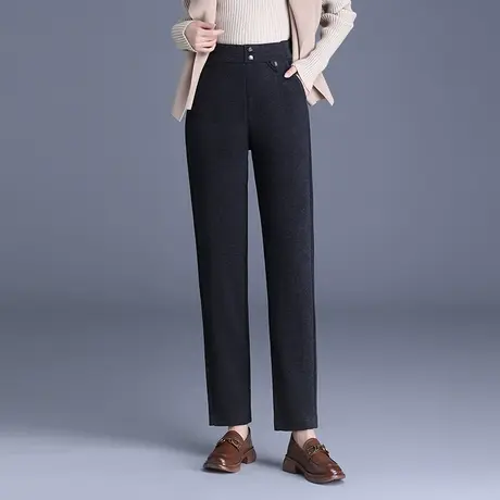 羊毛呢小直筒裤女秋冬2023新款高腰垂感显瘦职业小西裤休闲裤长裤商品大图