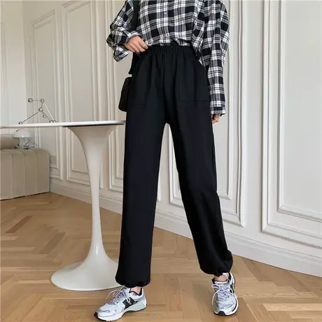 烟管裤子女秋冬宽松直筒显瘦百搭休闲运动卫裤束脚哈伦长裤潮ins图片