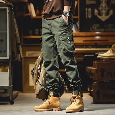 2022冬季新款工装裤子男宽松束脚哈伦裤ins超火男装休闲裤束脚裤图片
