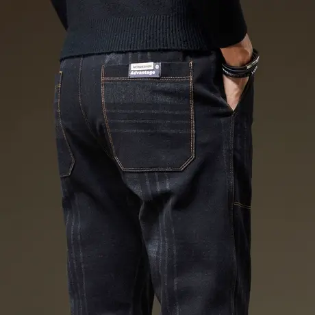 秋冬季条纹格纹格子磨毛呢裤子男士休闲长裤直筒宽松商务西裤春季商品大图