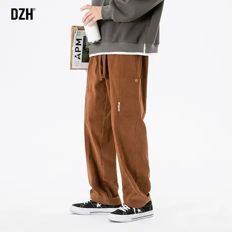 男士咖啡色灯芯绒裤子男美式复古2023新款休闲直筒裤长裤秋季男款商品大图